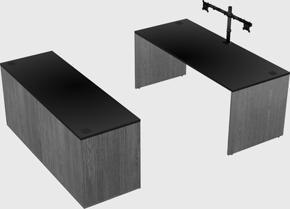 Parallel desk with credenza