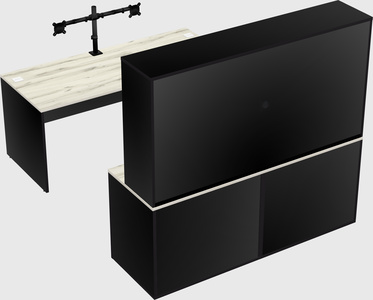 Parallel desk with credenza