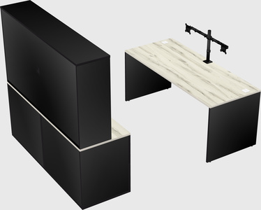 Parallel desk with credenza