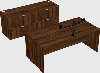 Parallel desk with credenza
