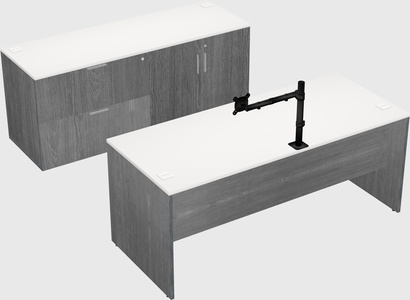 Parallel desk with credenza