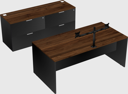 Parallel desk with credenza