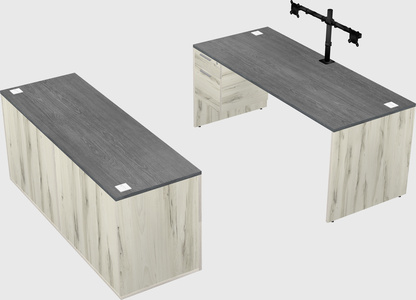 Parallel desk with credenza