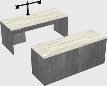 Parallel desk with credenza