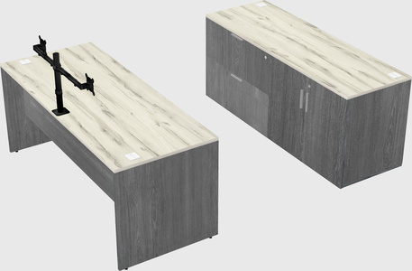 Parallel desk with credenza