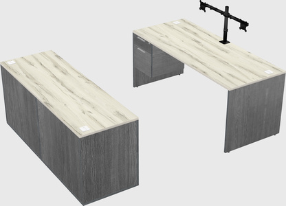 Parallel desk with credenza