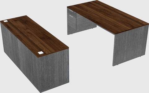 Parallel desk with credenza
