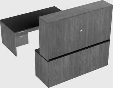 Bureau parallèle avec crédence