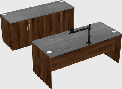 Parallel desk with credenza