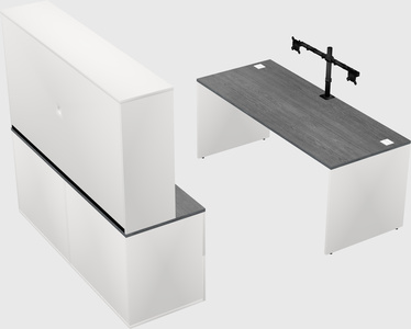 Parallel desk with credenza