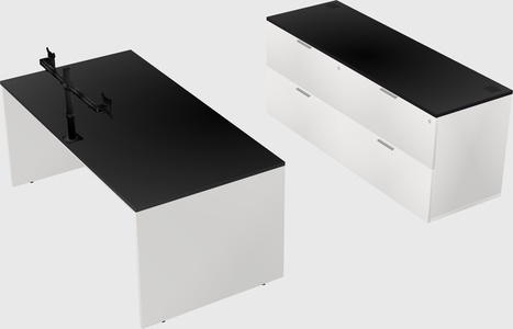 Parallel desk with credenza