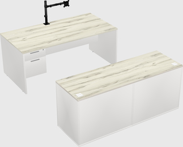 Parallel desk with credenza