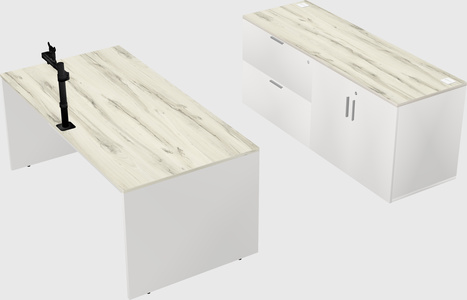 Parallel desk with credenza