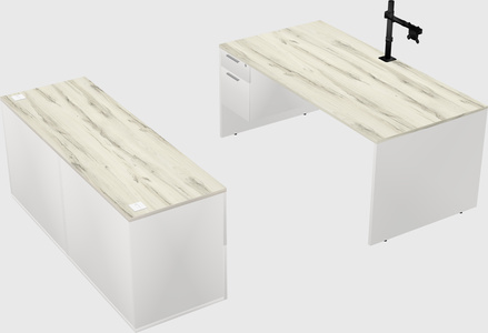 Parallel desk with credenza