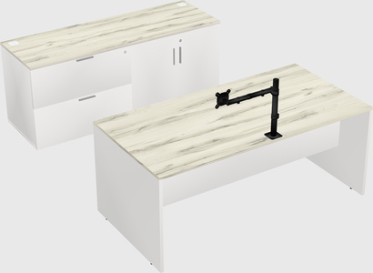 Parallel desk with credenza