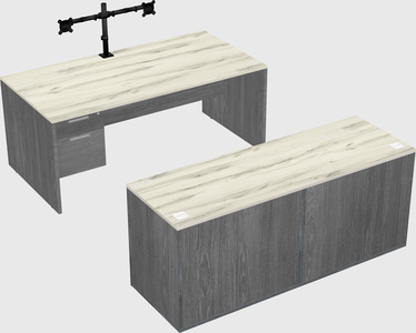 Parallel desk with credenza