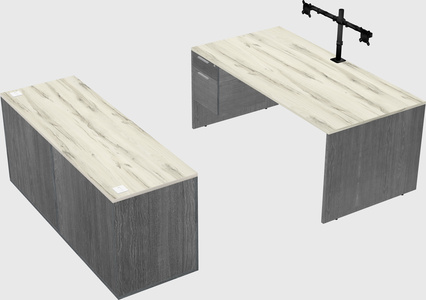 Parallel desk with credenza