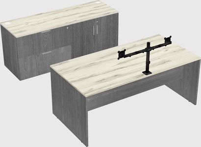 Parallel desk with credenza