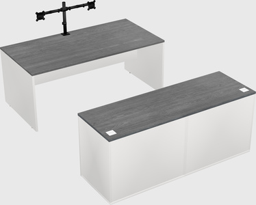 Bureau parallèle avec crédence