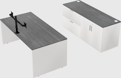 Bureau parallèle avec crédence