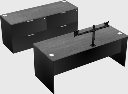 Parallel desk with credenza