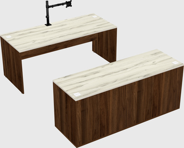 Parallel desk with credenza