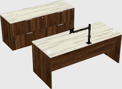 Parallel desk with credenza