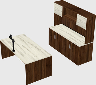 Parallel desk with credenza