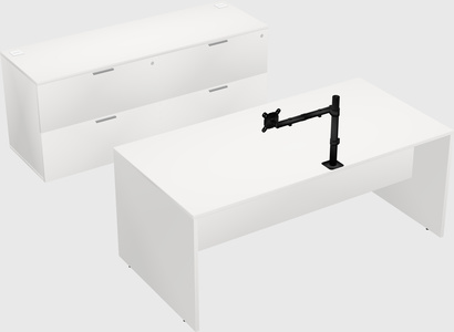Parallel desk with credenza