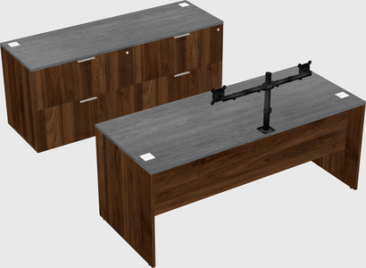Parallel desk with credenza