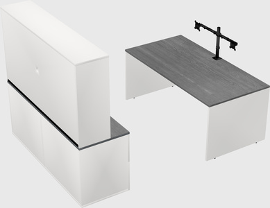 Parallel desk with credenza