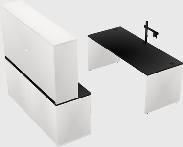 Bureau parallèle avec crédence
