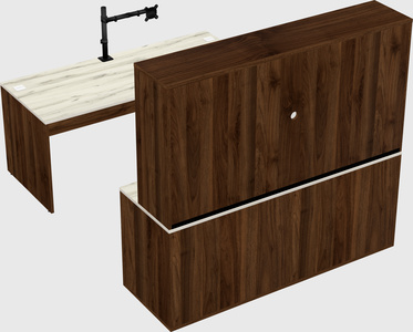 Bureau parallèle avec crédence