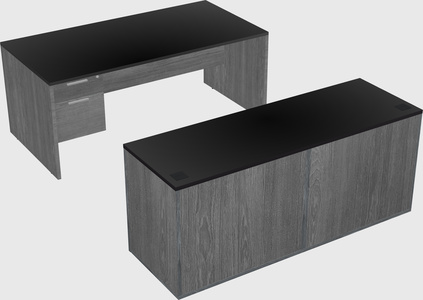 Parallel desk with credenza