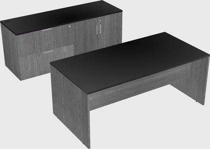 Parallel desk with credenza