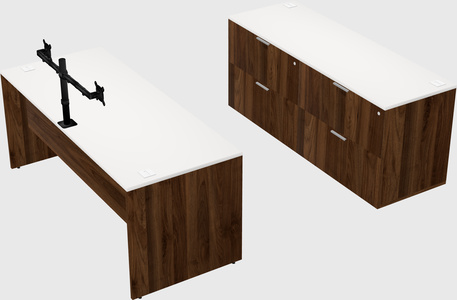 Bureau parallèle avec crédence