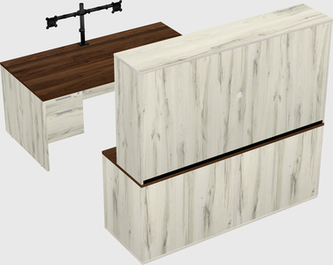 Parallel desk with credenza