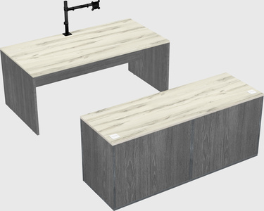Parallel desk with credenza