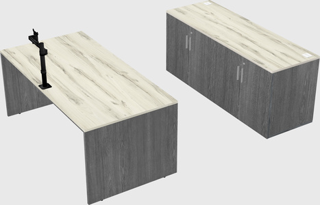 Parallel desk with credenza
