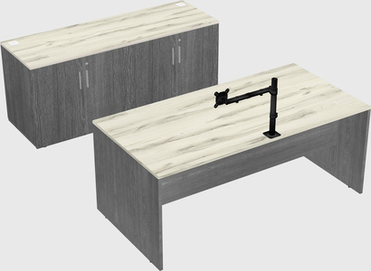 Parallel desk with credenza