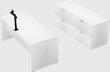 Parallel desk with credenza
