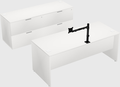 Parallel desk with credenza