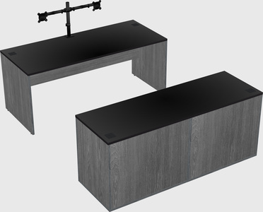 Bureau parallèle avec crédence