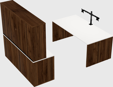 Parallel desk with credenza