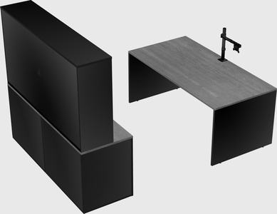 Parallel desk with credenza