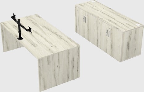 Parallel desk with credenza