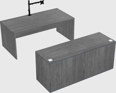 Parallel desk with credenza