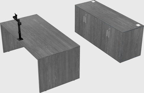 Parallel desk with credenza