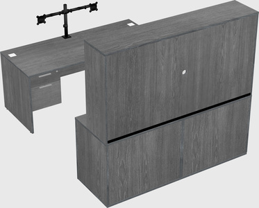 Parallel desk with credenza