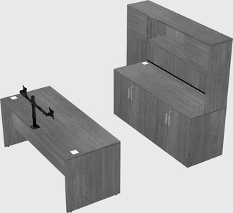 Parallel desk with credenza